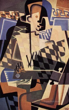 harlequin with a guitar Juan Gris Oil Paintings